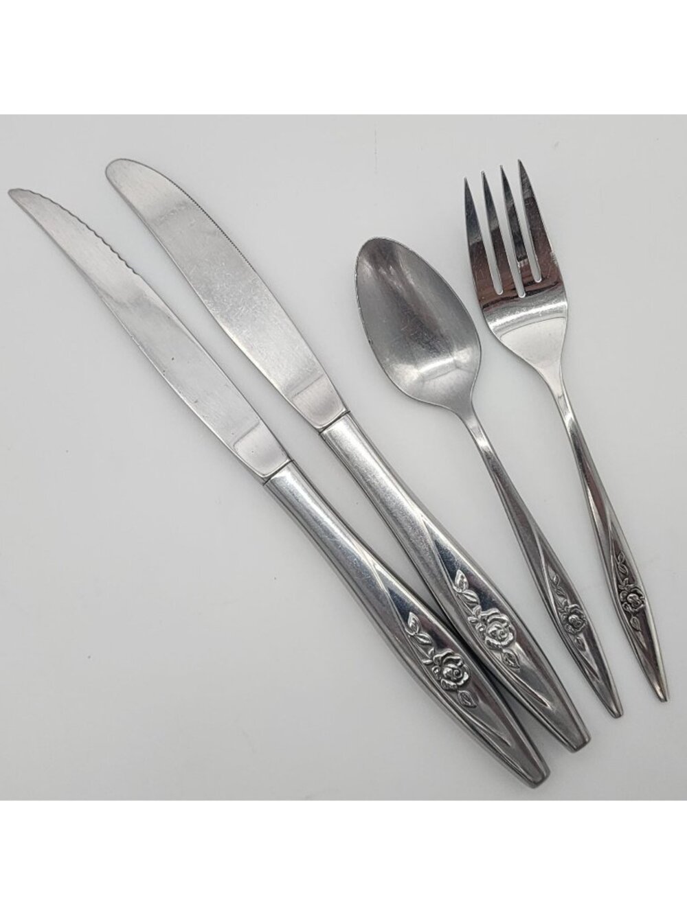 Oneidacraft Lasting Rose Flatware Dinner Knife Teaspoon Salad Dinner Fork VTG